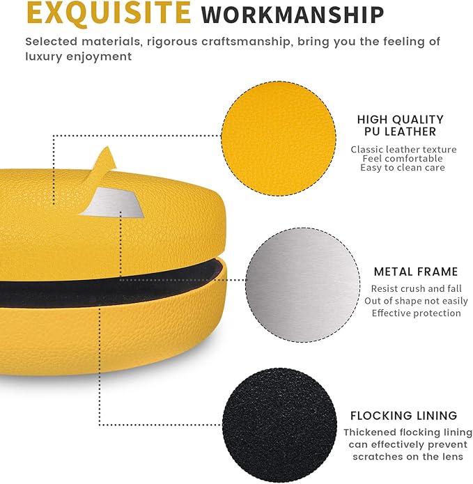 molshine Hard Shell Sunglasses Case,Classic Large Glasses Case for Sunglass,Eyeglasses with Cleaning Cloth,Pouch