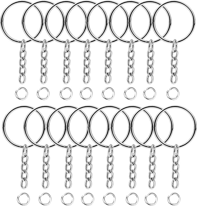 100 Pieces Metal Keychains Keyrings Key Rings with Chain and Jump Rings