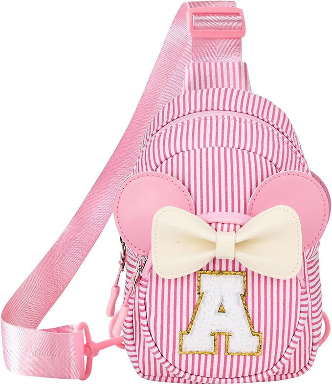 Girl's Initial Crossbody Sling Bag, Small Toddler Fanny Pack For Girl Kid, Girls Purses For Birthday Gifts For 3 4 5 6 7 8 Years Old