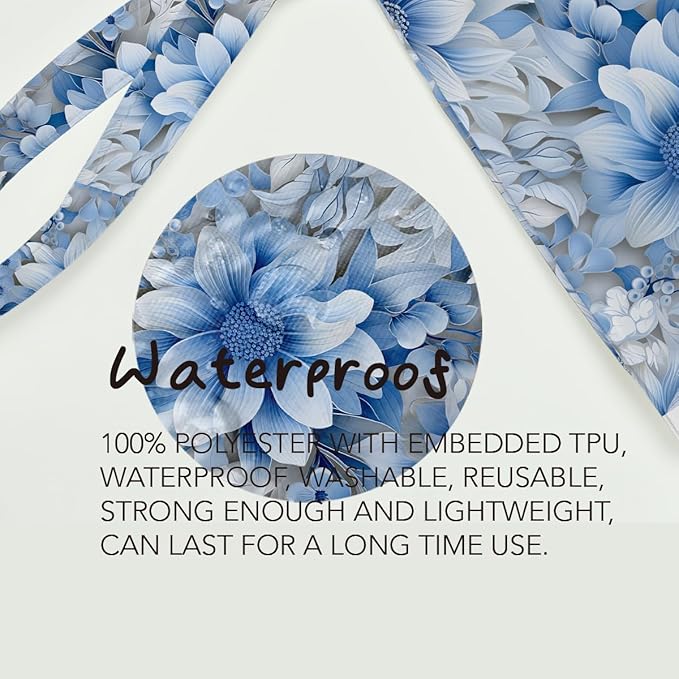 Fokongna Floral Print Wet Bag, Small Portable Waterproof Multi-Functional Organizer for Women, Ideal for Daily, Beach & Travel, Monochrome Blue Botany