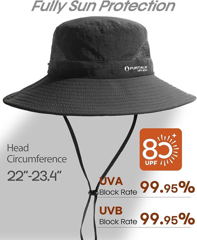 FURTALK Mens Bucket Sun Hat UPF 80+ Wide Brim Hiking Fishing Beach Outdoor Hats