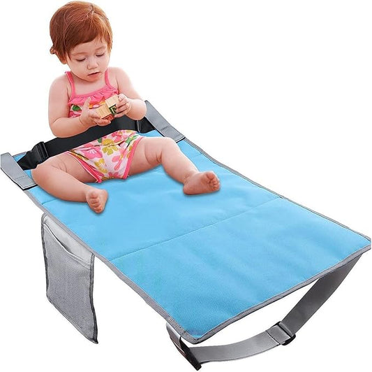 Kids Airplane Foot Pedal, Portable Folding Airplane Footrest, Universal Fit Adjustable Children Airplane Seat Extender (Blue)