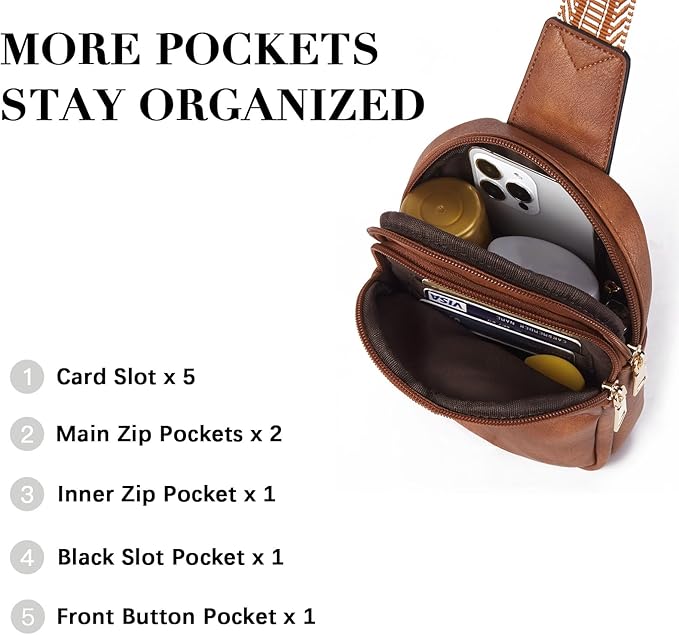 BOSTANTEN Sling Bag Crossbody Bags for Women Trendy Crossbody Purse Leather Chest Bag