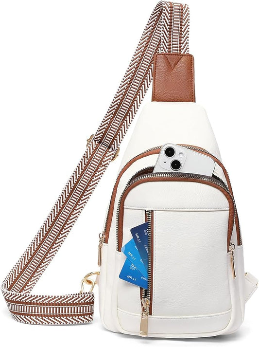 GAEKEAO Sling Bag for Women Crossbody Bags Vegan Leather Fanny Pack Chest Trendy Shoulder Bag for Travel Everyday Vacation