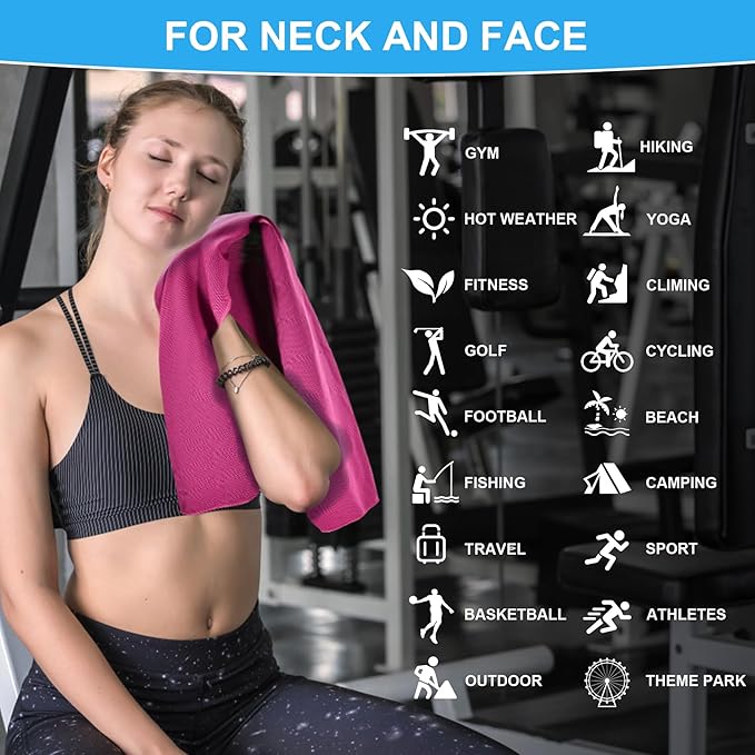4 Pack Cooling Towels for Neck and Face(40"x12"), Cooling Neck Wraps, Ice Towel for Hot Weather, Soft Breathable Gym Towel, Cool Towel for Workout, Camping, Yoga, Sport, Running