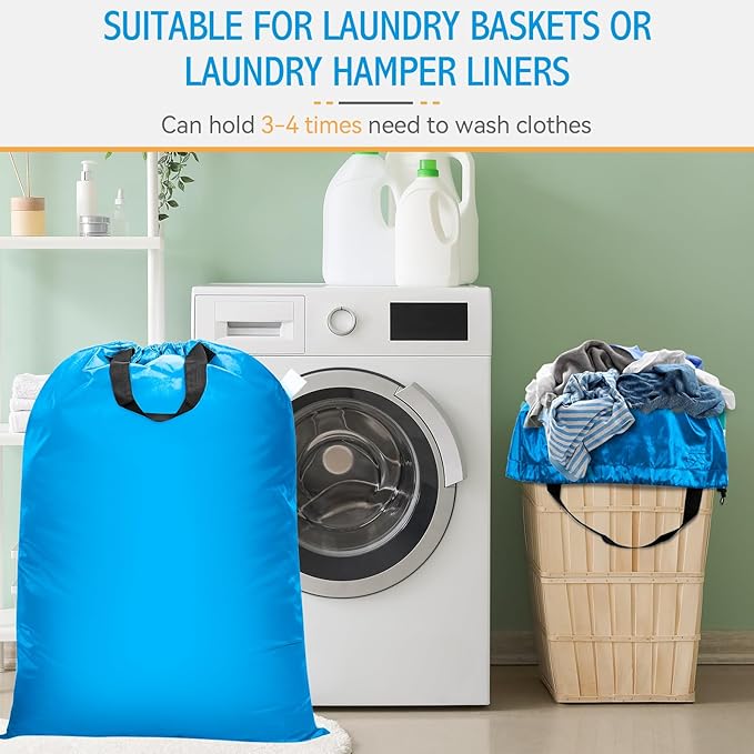 Isink Extra Large Heavy Duty Laundry Bag - 28" x 40", Travel Laundry Bag for Dirty Clothes, Light Blue