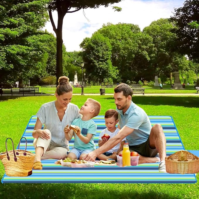 PUPOPIK Picnic Beach Blanket, Picnic Mat 80x60in Waterproof Foldable, Family Mat, Portable Large Picnic Blankets for Travel, Hiking, Music Festival