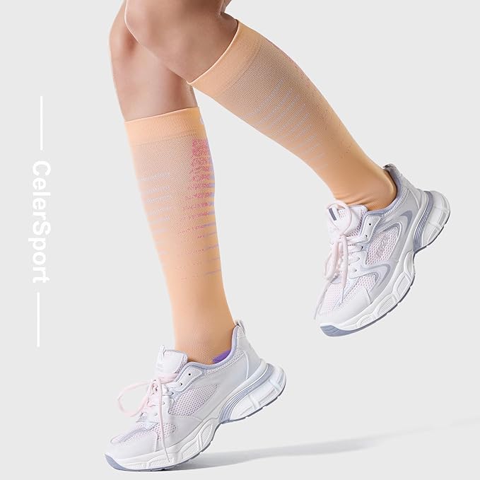 CS CELERSPORT 3 Pairs Compression Socks for Men and Women 20-30 mmHg Running Support Socks