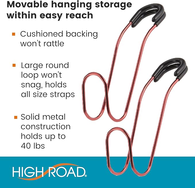 High Road Unbreakable Car Bag Hooks - Large Car Seat Hooks for Purse, Backpack, Coats, Hats and Heavy Bags up to 40 lbs - Secure Attachment Fits All Headrest Posts, 4-Pack