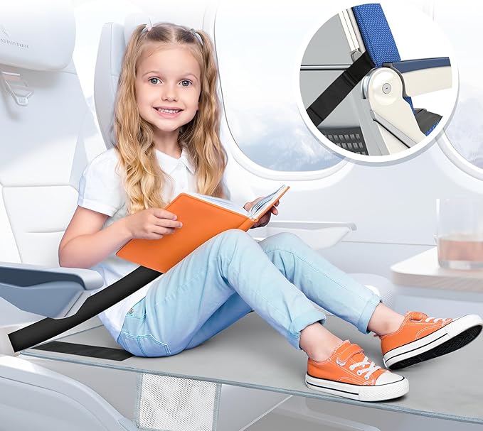 WFIST Airplane Seat Extender for Kids - Toddler Travel Bed with Mesh Pocket - Comfortable Footrest Hammock for Air Travel