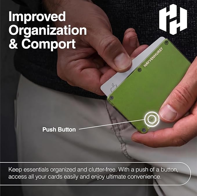 Hayvenhurst Wallet for Men - Slim RFID Blocking Metal Wallet with Money Clip, Minimalist Front Pocket Credit Card Holder, Small Mens Wallet | Reinvented Design