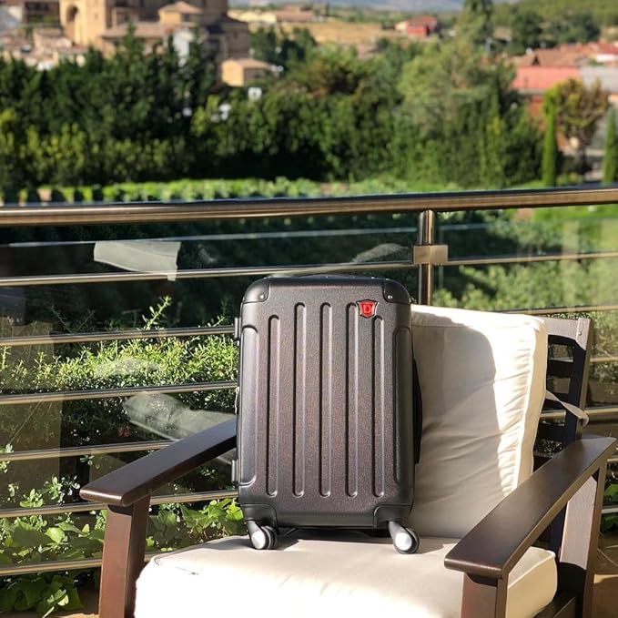 DUKAP INTELY Luggage with Integrated USB Port and Spinner Wheel | Spacious Travel Suitcase with TSA Lock and Ergonomic GEL Handle | 20 Inch Hardside Carry-On Luggage | Grey