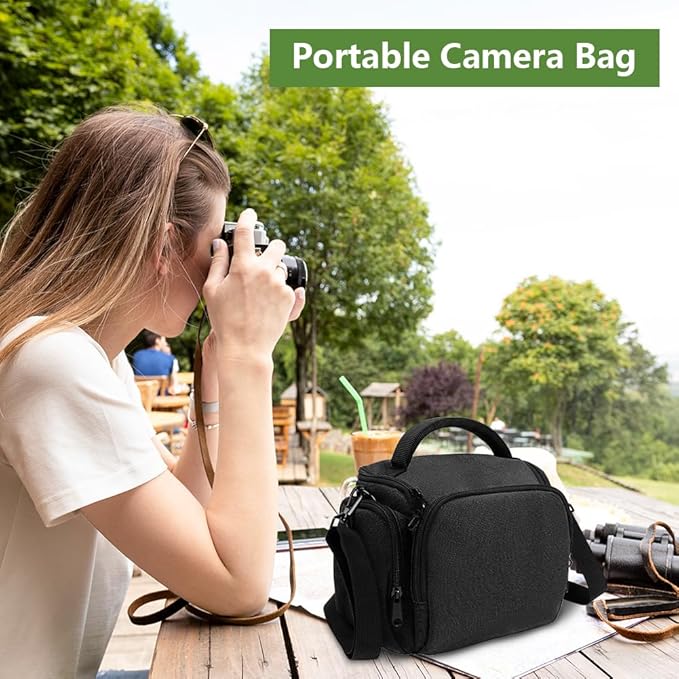 Ainiv DSLR Camera Bag, Waterproof Anti-Shock SLR Camera Case, Large Adjustable Shoulder Strap Camera Backpack, Portable Crossbody Single Shoulder Backpacks Compatible with Canon, Sony, Nikon, Black