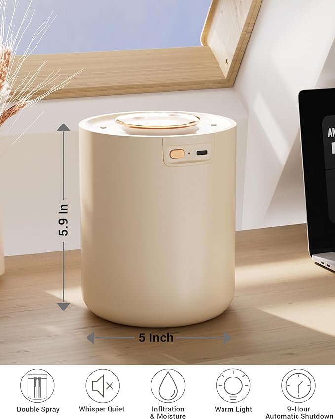 Portable Small Humidifier, 1500ml Small Humidifiers for Bedroom Baby, 1800mAh USB Personal Desktop Portable Humidifiers for Travel,Office, Car, Home, Auto Shut-Off, 3 Mist Modes, Super Quiet