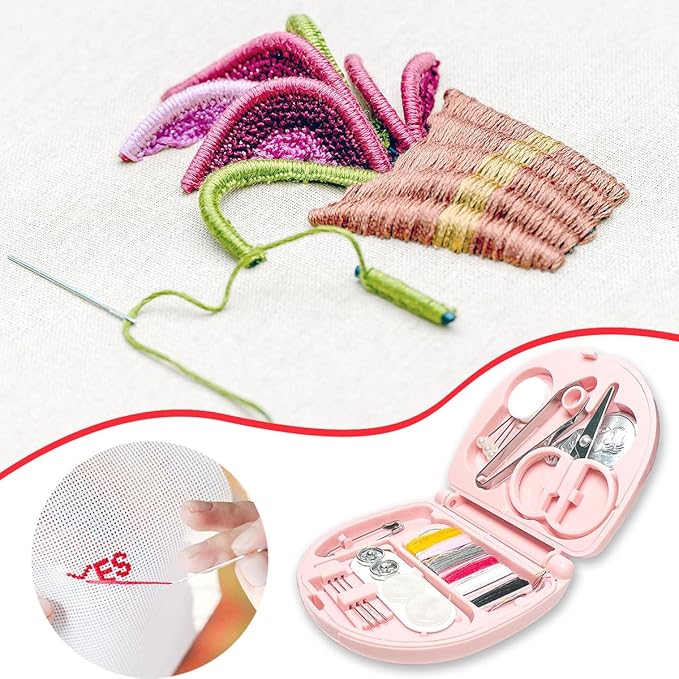 2 Pack Mini Travel Sewing Set, Portable Emergency Sewing Tool Kit with Scissors, Threads, Needles