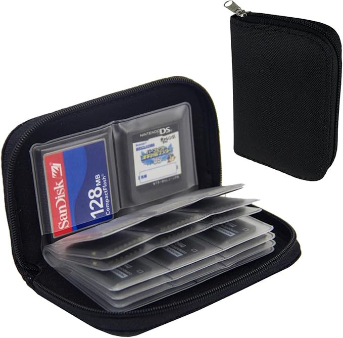 SD Card Holder Case,Micro SD Card Holder,Portable 22 Memory Card Case for 18 SD and 4 CF (Black / 22 Slots - 2 Pack)