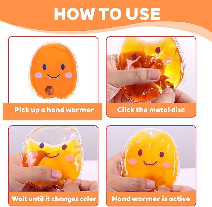 Reusable Snap Warmer Bags Hand Warmer Clicks Small Bag Gel Hand Warmer Cute Lasting Warmer for Camping, Outdoor, Boil Click Heat Pocket Hand Warmer