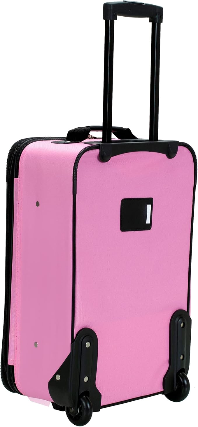 Rockland Fashion Softside Upright Luggage Set, Expandable, Pink, 4-Piece (14/19/24/28)