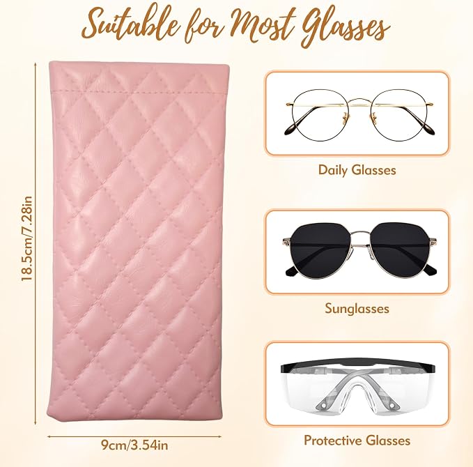4 Pcs PU Leather Waterproof Sunglasses Case Set, Multi-Functional Glasses Case, Soft Sunglass Pouch for Women