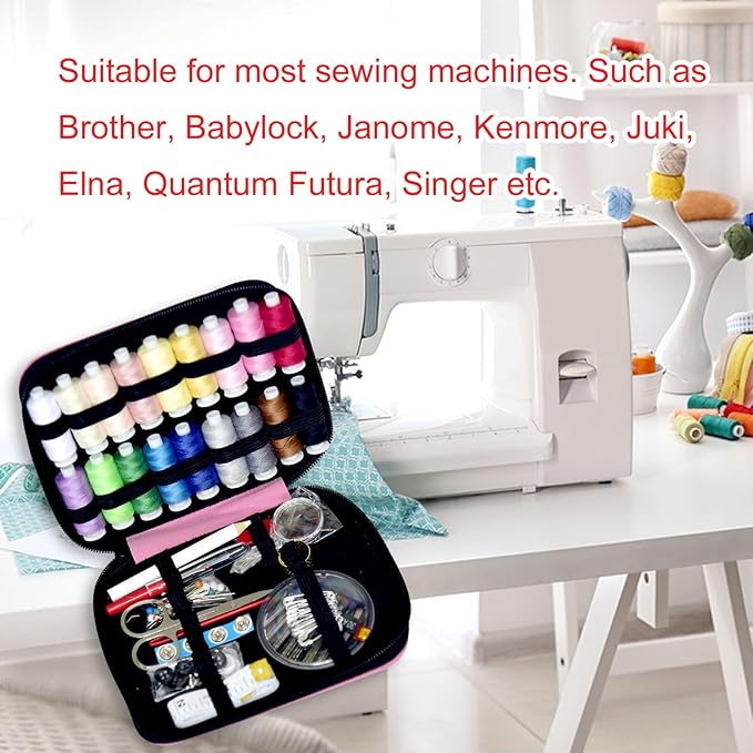 Sewing Kit with Case Portable Sewing Supplies for Home Traveler, Adults, Beginner, Emergency, Contains 18 Sewing Thread, Scissors, Needles, Measure etc,Medium Antique Mauve