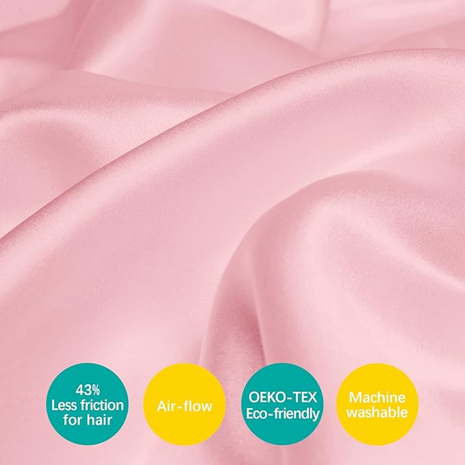 Satin 2 Pack Kids Toddler Pillowcase Fits for Children Toddler Pillows 13"x 18" or 14"x19", Envelope Travel Toddler Pillow Cover Case, Pink