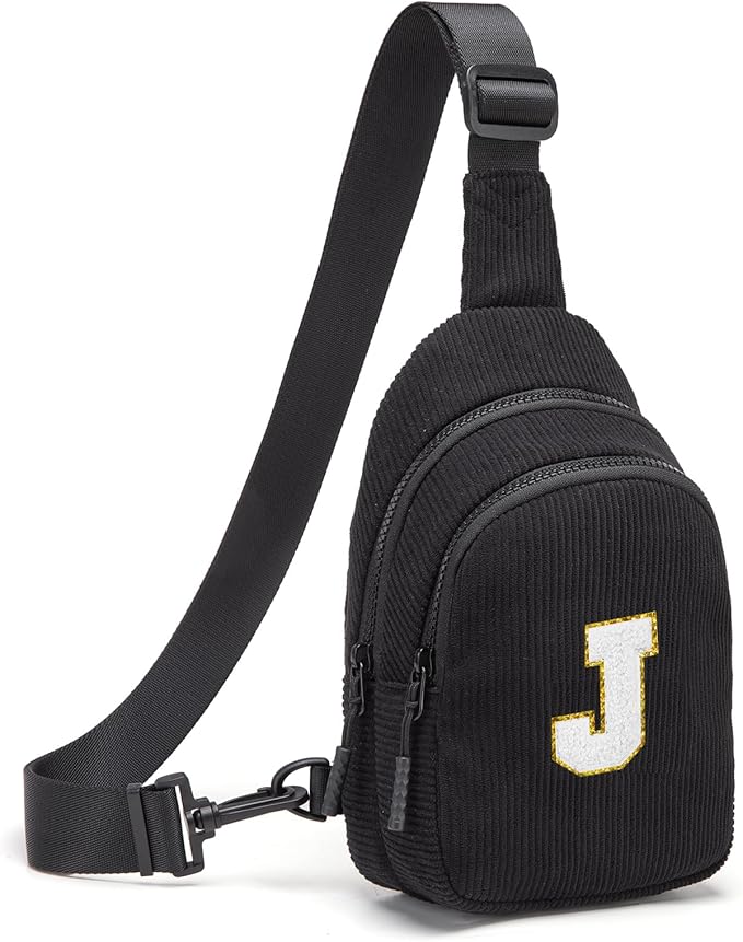 Viverte Small Corduroy Sling Bag Initial Crossbody Bag Fanny Pack for Girls Personalized Birthday Gifts for Teen Girls Gifts