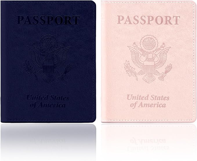 Passport Holder, Passport Holder for Travel, Travel Passport Holders Must Haves for Women Men, Passport Cover Passport Wallet Case Holders for Travels Cruise Ship Essentials, Dark Blue & Rose Gold