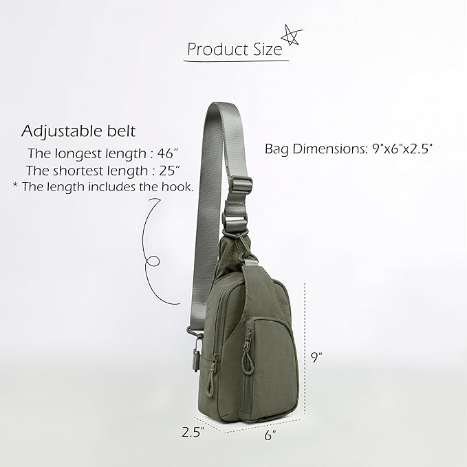 ODODOS Sling Bag with Adjustable Straps Crossbody Chest Bag Lightweight Backpack for Casual Traveling Hiking