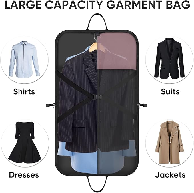 BALEINE Travel Garment Bag, Travel Suit Bag for Men, Water Resistant Carry on Garment Bag for Hanging Clothes, Garment Duffel Bag for Travel Business (Pink)