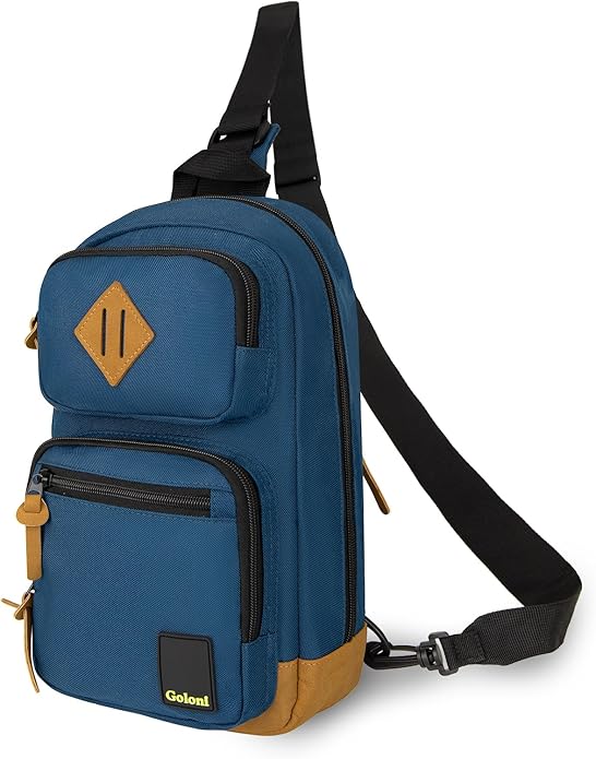 Goloni Sling Bag Crossbody Shoulder Bag for Men Women,Waterproof Lightweight Casual Daypack with Multi-Pockets