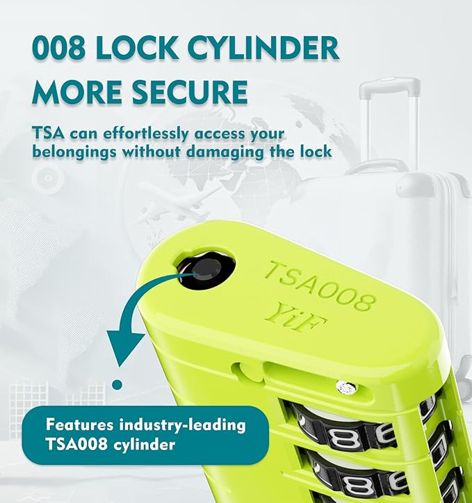 ANVIL TSA Approved Luggage Locks with Search Alert Indicator, 4-Digit Combination Suitcase Lock, Advanced TSA008 Core Heavy Duty Anti-Theft Travel Lock for Double Zippers, Backpacks