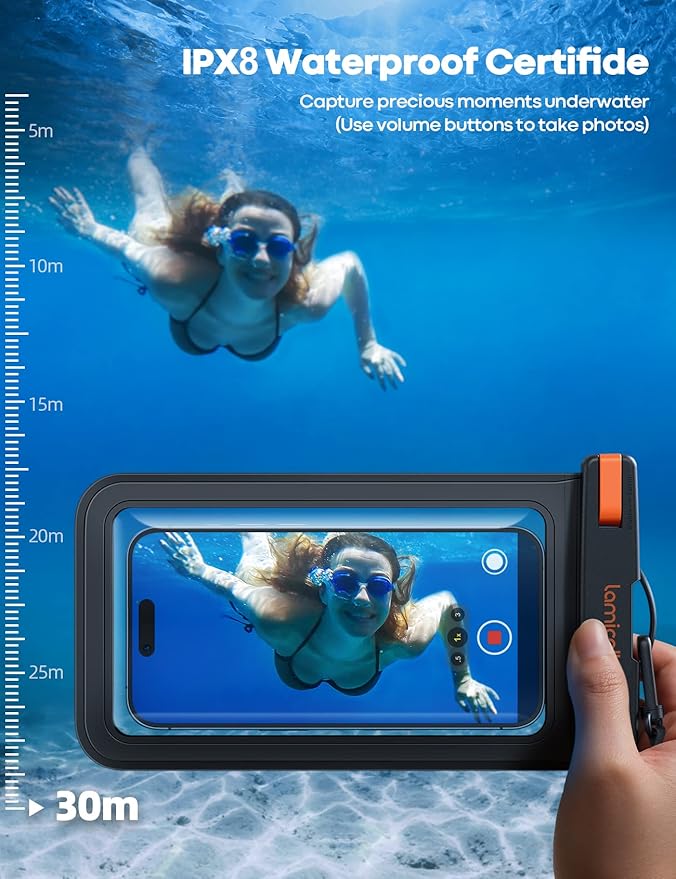 Lamicall Large Size Waterproof Phone Pouch Case - [ Big Case Friendly ] for Galaxy S25 Ultra, S22 23 S24 Ultra with Case, for iPhone 17 16 15 14 13 Pro Max, Swimming Equipment Bags for 7.5"