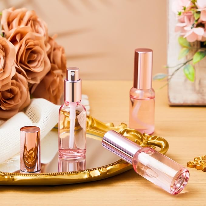 Tessco for you 1 Pcs 30/60/100 ml Glass Spray Bottles Frosted Empty Perfume Bottle Atomizer Refillable Clear Bottle with Fine Mist Sprayer Pump for Room Face Travel Business (Pink,1 oz)