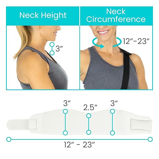 Vive Cervical Collar Neck Brace for Neck Pain and Support for Women & Men - Soft Foam Brace for Pain Relief - Comfortable Corrector Wrap for Posture, Sleeping, Radiculopathy, & Spine (White, 3 inch)