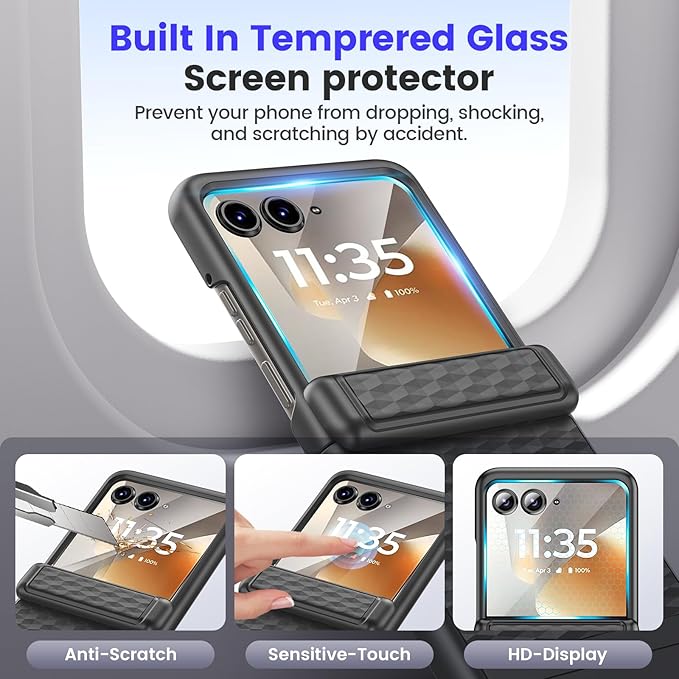 VEGO for Motorola Razr 2026/2025/2024 Case with Screen Protector [Compatible with MagSafe][Hinge Protection] Hard PC hockproof Protective Magnetic Cover for Moto Razr 2026/2025 Case- Cube Black