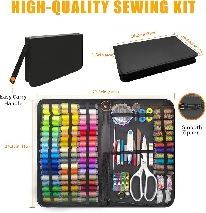 66 Color Sewing Kit for Adults,305 Pcs Sewing Thread Kit,Portable Needle and Thread Kit for Sewing,for Adults, Kids, Beginner, Home, Travel, Emergency Sewing Kits