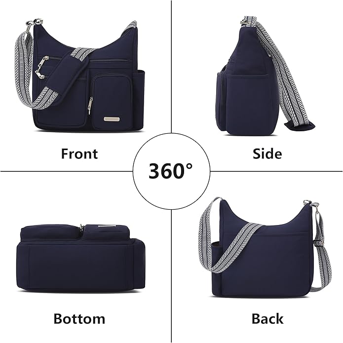 MHCNLL Anti Theft Crossbody Bag for Women, Lightweight Travel Purse, Waterproof Nylon Multi-Pocket Everyday Shoulder Handbag