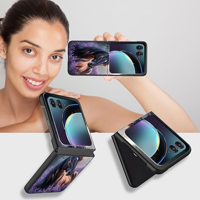 for Motorola Razr Plus 2025 Case,for Razor Plus 2025 Phone Case Cute Slim Hard PC Ultra-Thin Anti-Scratches Shockproof Protective Cover,Horse Purple Lavender