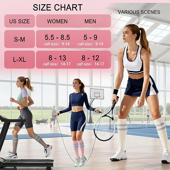 4 Pairs Compression Socks for Women Circulation-Best Support for Nurses,Running,Athletic,Travel