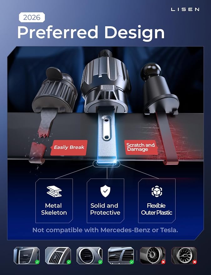 LISEN for Qi2.2 25W MagSafe Car Mount Charger, [Stable & Fast Charging] for Car Vent Magnetic Wireless Car Charger, Car Phone Holder Charger Car Accessories Fits iPhone 17 Pro Max Air 16 15 14 13 12