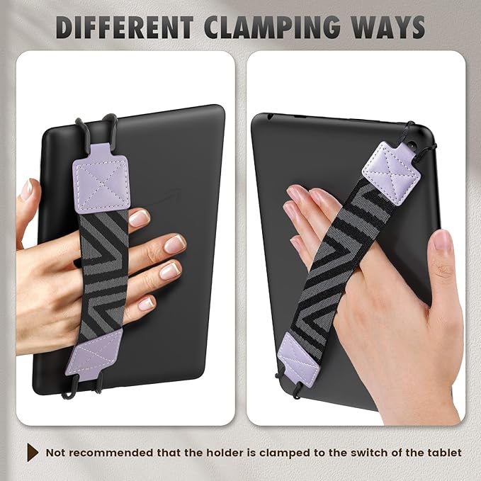 MoKo Security Hand-Strap for 9-11 Inch Tablet, iPad/Kindle Fire HD/Samsung, High-Elasticity Versatile Hand Strap Lightweight Finger Grip Holder, Taro Purple