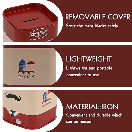 4 Pack Detachable Razor Blade Disposal Container for Used Safety Razor Blade, Large Capacity Iron Disposal Case (Red)