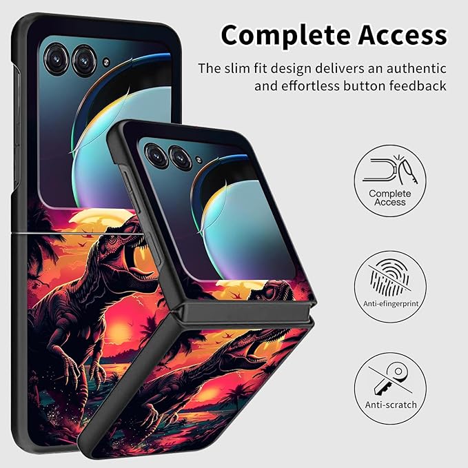 for Motorola Razr 2025 Case,for Moto Razr 60 Phone Case Cute Slim Hard PC Ultra-Thin Anti-Scratches Shockproof Protective Phone Cover,Cute Dinosaur Dusk