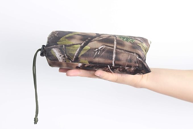 AUSCAMOTEK Camouflage Rain Poncho Hooded Waterproof Camo Raincoat with Blind Pattern for Hunting Hiking Camping Fishing