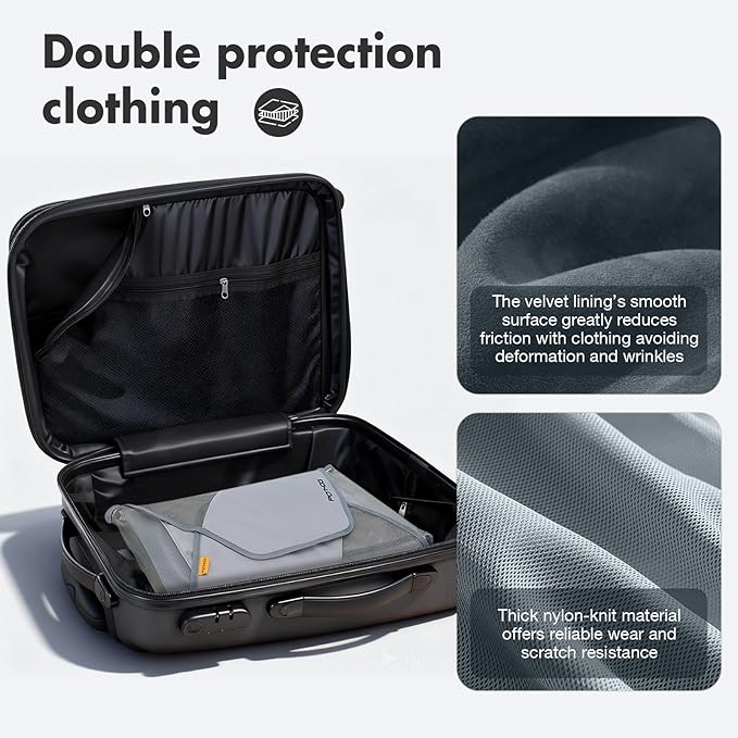 Ponhog Garment Folder 2 PCS - Original Garment Packing Folder Premium Travel Garment Bag Foldable Clothes Shirt Bags Luggage Accessory with Wrinkle-Free Folding Board and Compression Wings Grey