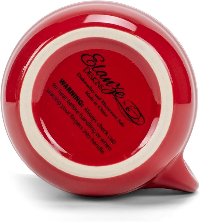 Elanze Designs Ribbed 14 ounce Ceramic Stoneware Handwarmer Mugs Set of 4, Red