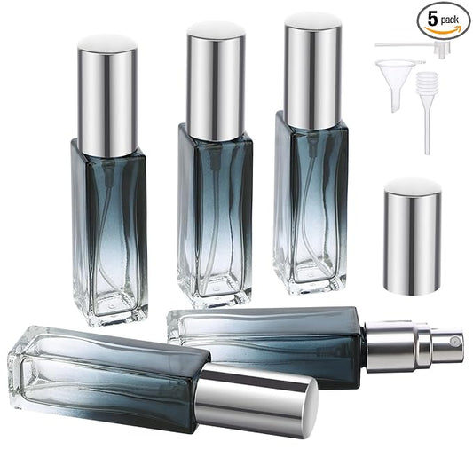 Segbeauty Refillable Perfume Bottle Travel, 5 Set of 10ML Pocket Glass Perfume Atomizer, Empty Fine Mist Mini Travel Bottles Set Cologne Atomizer Dispenser Fragrance Sprayer Cosmetic Container
