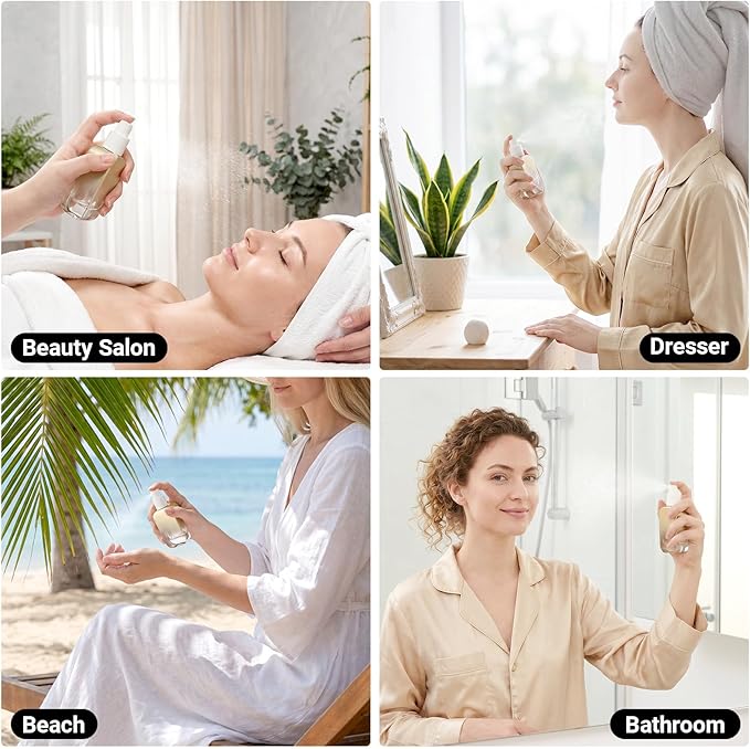 Segbeauty 1oz Fine Mist Glass Spray Bottles Empty for Travel, 2pcs Square Gold Perfume Refillable Travel Size Spray Bottle with Round Cap, 30ml Perfume Atomizer Sprayer, Small Liquid Containers Bottle