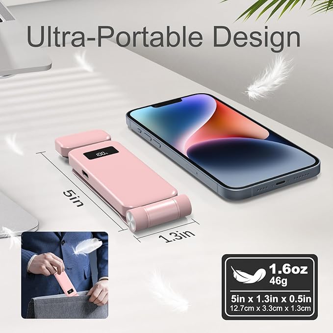 KTEBO Rechargeable Book Light with Clip & Battery Indicator, 9 Luminescence Modes, USB-C Portable 1.6 oz Ultralight Lamp for Night Reading in Bed, Readers - Pink