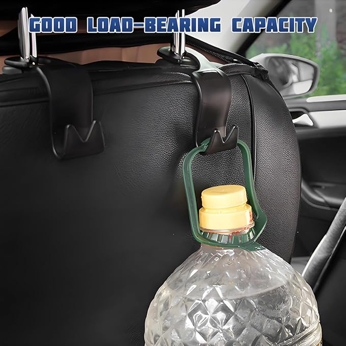 Car Seat Headrest Hook, 4PCS Vehicle Seat Back Storage Hanger for Handbag Purse Grocery, Automotive Interior Organization Holder Hook, Universal for SUV, Truck, RV (Beige)